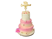 Cargar imagen en el visor de la galería, PASTEL XV AÑOS DE PISOS CON MARIPOSAS